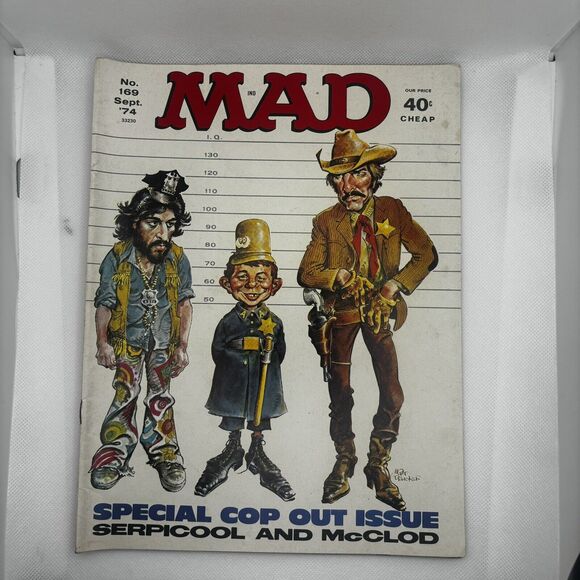 Mad Magazine Vol 1 No 169 September 1974 Special Cop out Issue Serpicool McClod - Picture 1 of 3